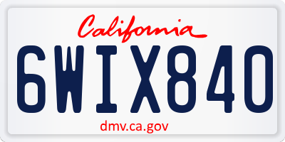CA license plate 6WIX840