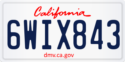 CA license plate 6WIX843