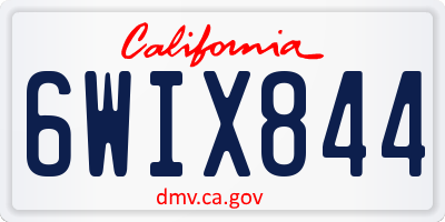 CA license plate 6WIX844