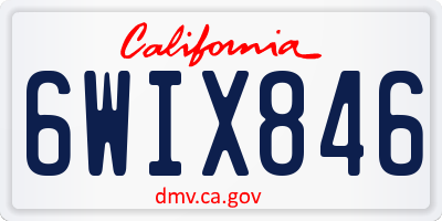 CA license plate 6WIX846