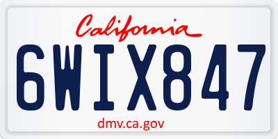 CA license plate 6WIX847