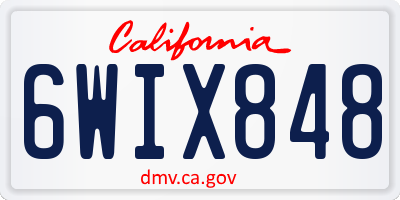 CA license plate 6WIX848