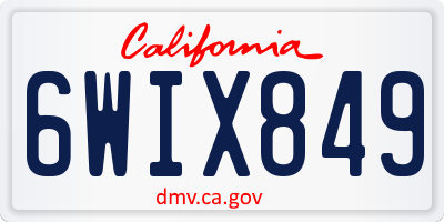CA license plate 6WIX849