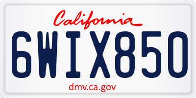CA license plate 6WIX850
