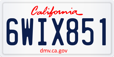 CA license plate 6WIX851