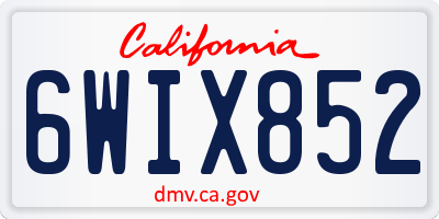 CA license plate 6WIX852