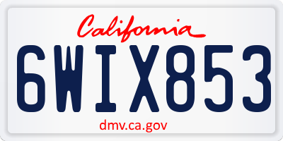 CA license plate 6WIX853