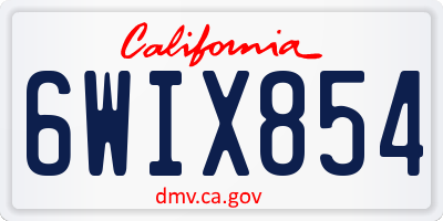 CA license plate 6WIX854