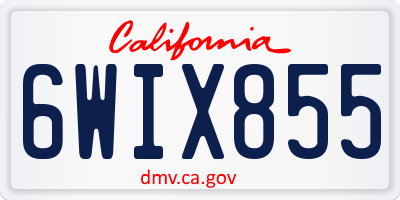 CA license plate 6WIX855