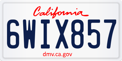 CA license plate 6WIX857