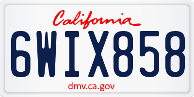 CA license plate 6WIX858