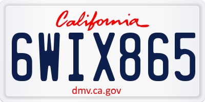 CA license plate 6WIX865