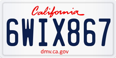 CA license plate 6WIX867