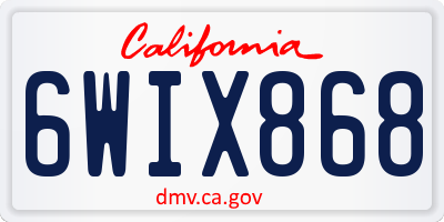 CA license plate 6WIX868