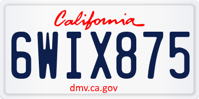 CA license plate 6WIX875