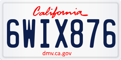 CA license plate 6WIX876