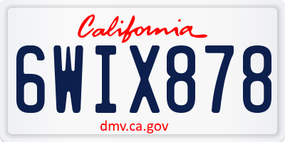 CA license plate 6WIX878