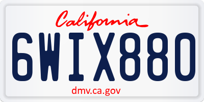 CA license plate 6WIX880