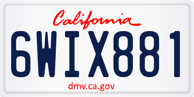 CA license plate 6WIX881
