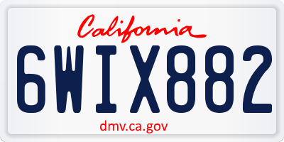 CA license plate 6WIX882