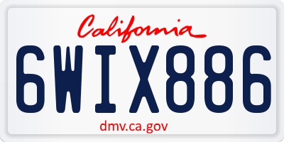 CA license plate 6WIX886