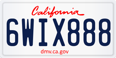 CA license plate 6WIX888