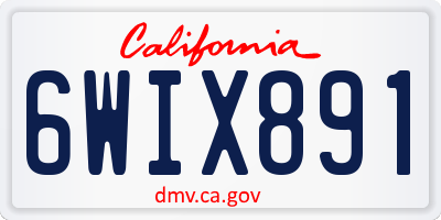 CA license plate 6WIX891