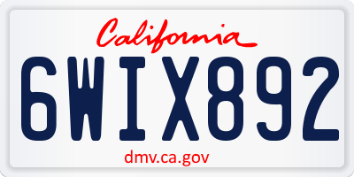 CA license plate 6WIX892