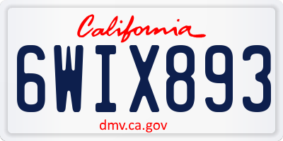 CA license plate 6WIX893