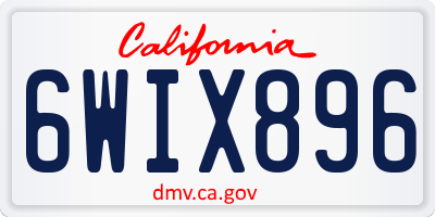 CA license plate 6WIX896