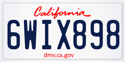 CA license plate 6WIX898