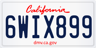 CA license plate 6WIX899