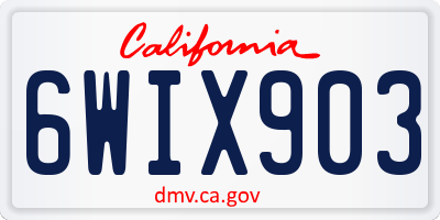 CA license plate 6WIX903