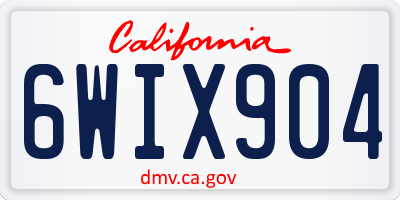CA license plate 6WIX904