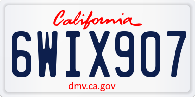 CA license plate 6WIX907