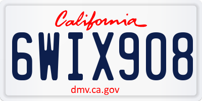 CA license plate 6WIX908