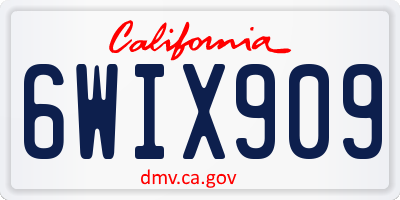 CA license plate 6WIX909