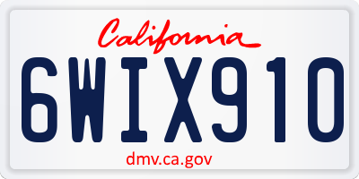 CA license plate 6WIX910