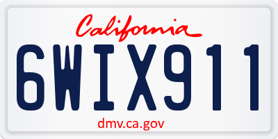 CA license plate 6WIX911