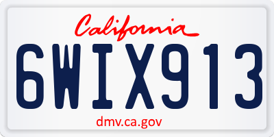 CA license plate 6WIX913