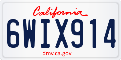 CA license plate 6WIX914