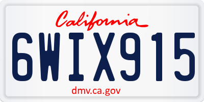 CA license plate 6WIX915