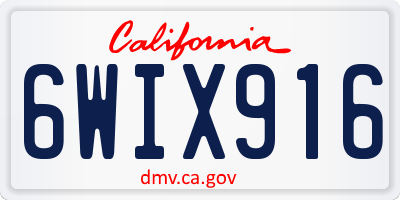 CA license plate 6WIX916
