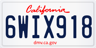 CA license plate 6WIX918