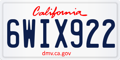 CA license plate 6WIX922