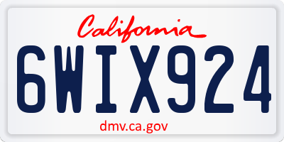 CA license plate 6WIX924