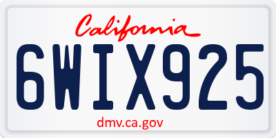 CA license plate 6WIX925