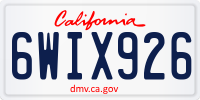 CA license plate 6WIX926
