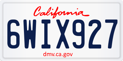 CA license plate 6WIX927