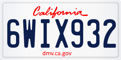 CA license plate 6WIX932